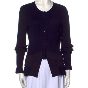 3.1 Phillip Lim scoop neck cardigan, L Large, navy blue